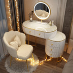 Nordic vanity chair white bedroom LED light Dresser storage cabinet makeup Dressing table light mirror stool bedroom furniture