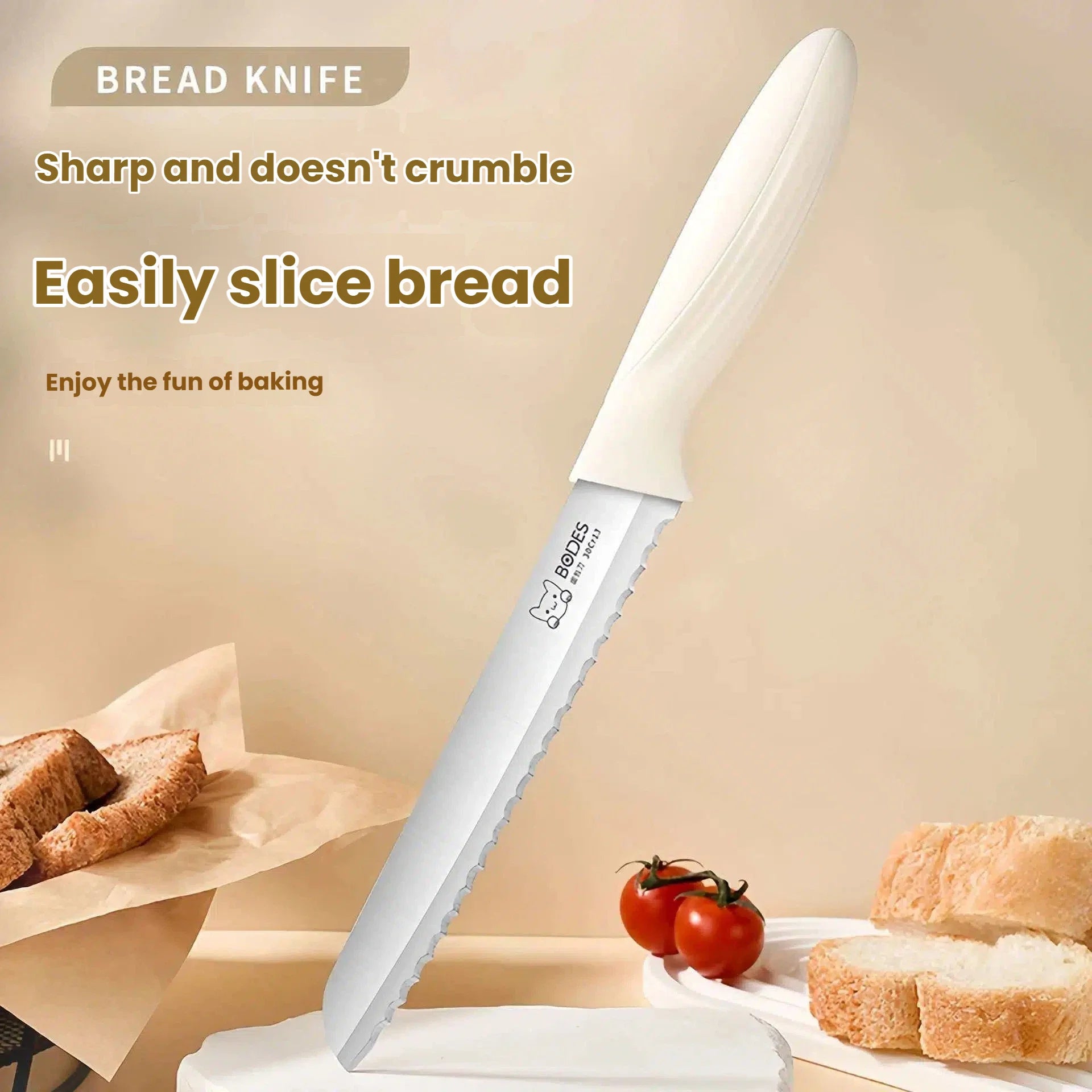 Kitchen bread knife with serrated edge, sandwich and toast slicing knife, stainless steel baking tool for cooking accessories