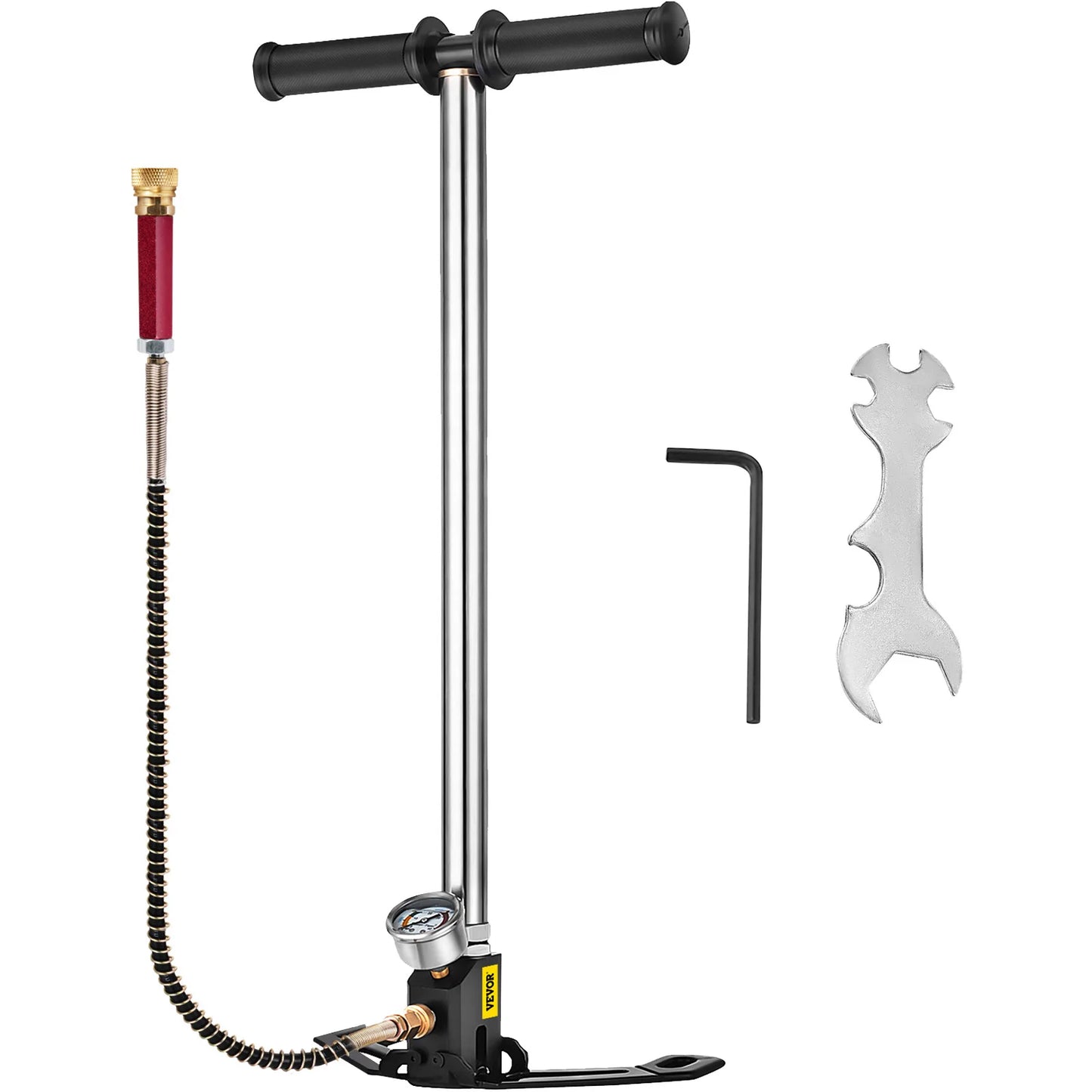 VEVOR 3-Stage PCP Hand Pump | 4500 PSI High-Pressure Air Gun Filling Stirrup with Gauge
