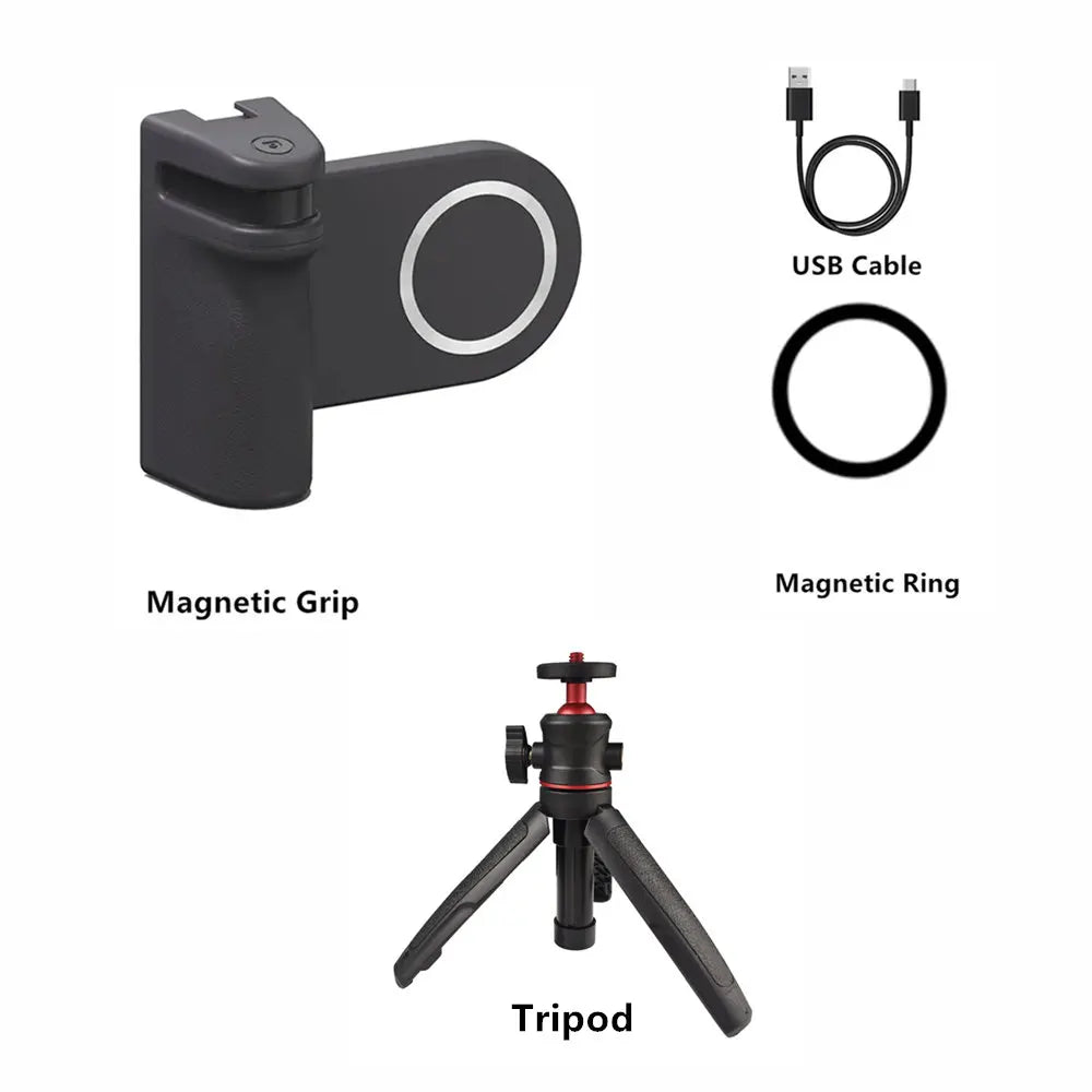 Magnetic CapGrip Magsafe Phone Grip Camera Phone Holder Handheld Selfie Booster w Bluetooth Remote 1/4 Screw for iPhone Android
