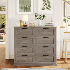 White Dresser for Bedroom, Wood Chest of Drawers, Large Modern Dresser for Closet 8 Drawer, Wide Storage Cabinet, Bedroom, Entry