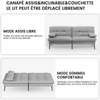 Sofa Bed with Sleep Function - Convertible Cushion Cover - Corner Sofa -3-seater Guest Sofa - with Adjustable Backrest