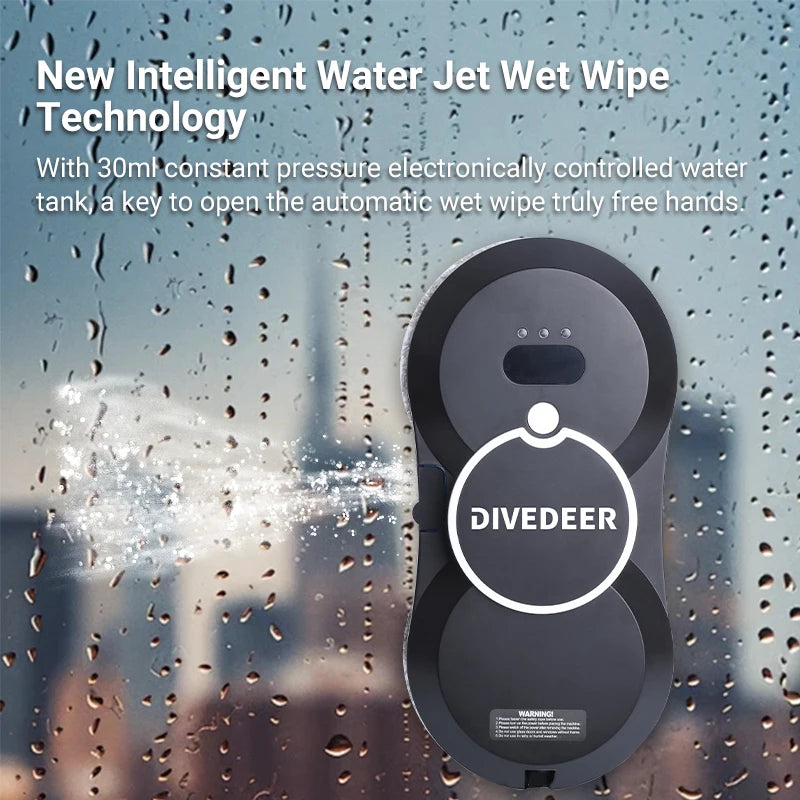 DIVEDEER Window Cleaner Robot Smart Automatic Water Spray Function Anti-fall Magnetic Glass Home Smart Cleaning Machine