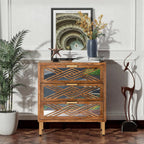 3-Drawer Accent Dresser with Mirror Fronts, Modern Farmhouse Accent Chest Clean-Lined Silhouette
