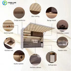 Outdoor Kitchen Portable Unit 8 Burner BBQ Grill 58L Fridge Sink Backsplash Acrylic Finish Drawer Slide Hinge Locking Customized