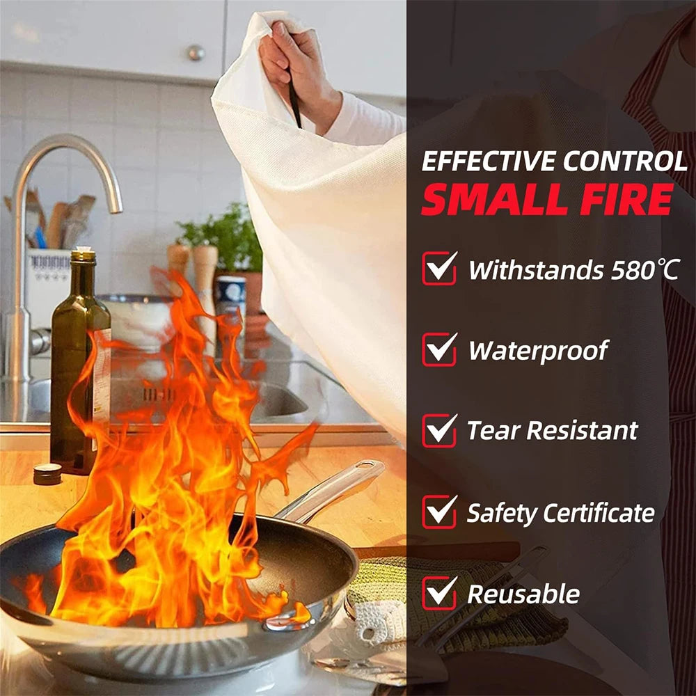 Emergency Fire Blanket Fire Extinguisher Blanket Fire Suppression Fabric Flame Retardant Towel Flame Safety Cloth for Grill Car