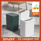 18L Smart Bathroom Trash Can Automatic Bagging Electronic Trash Can White Touchless Narrow Smart Sensor Garbage Bin Smart Home