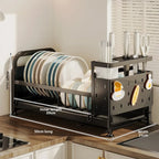 Kitchen Dish Cutlery Organizer - Multi-Function Hole Panel Storage Rack with Draining Tray Space-Saving Countertop Design