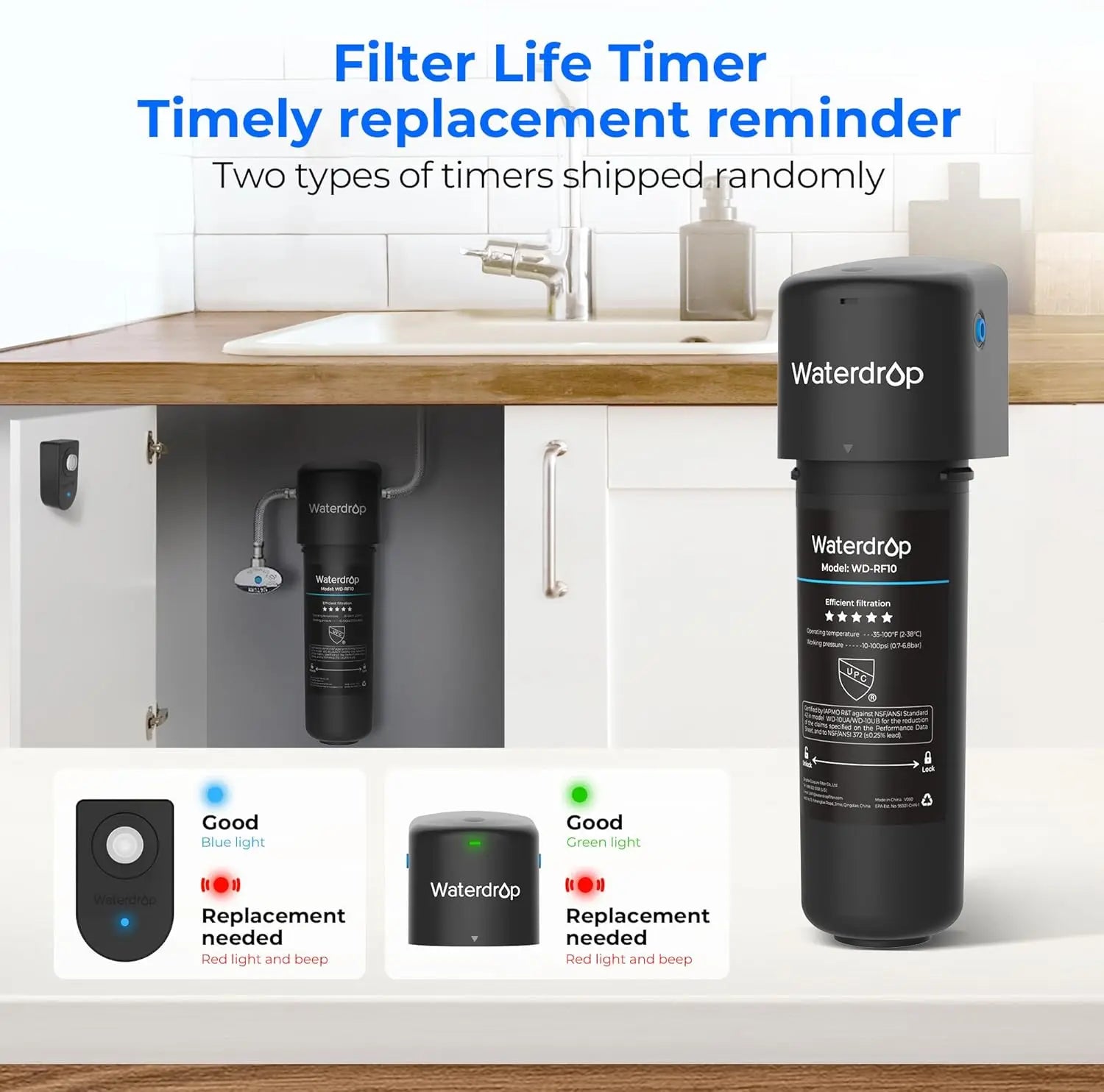 Waterdrop 10UA Under Sink Water Filter System, Reduces PFAS, PFOA/PFOS, Lead, Chlorine, Bad Taste & Odor, 8K Gallons
