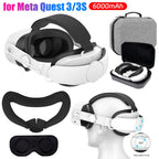 Adjustable Head Strap 6000mAh Battery Replacement Head Strap Enhanced Support and Balance Head Strap Battery for Meta Quest 3S/3