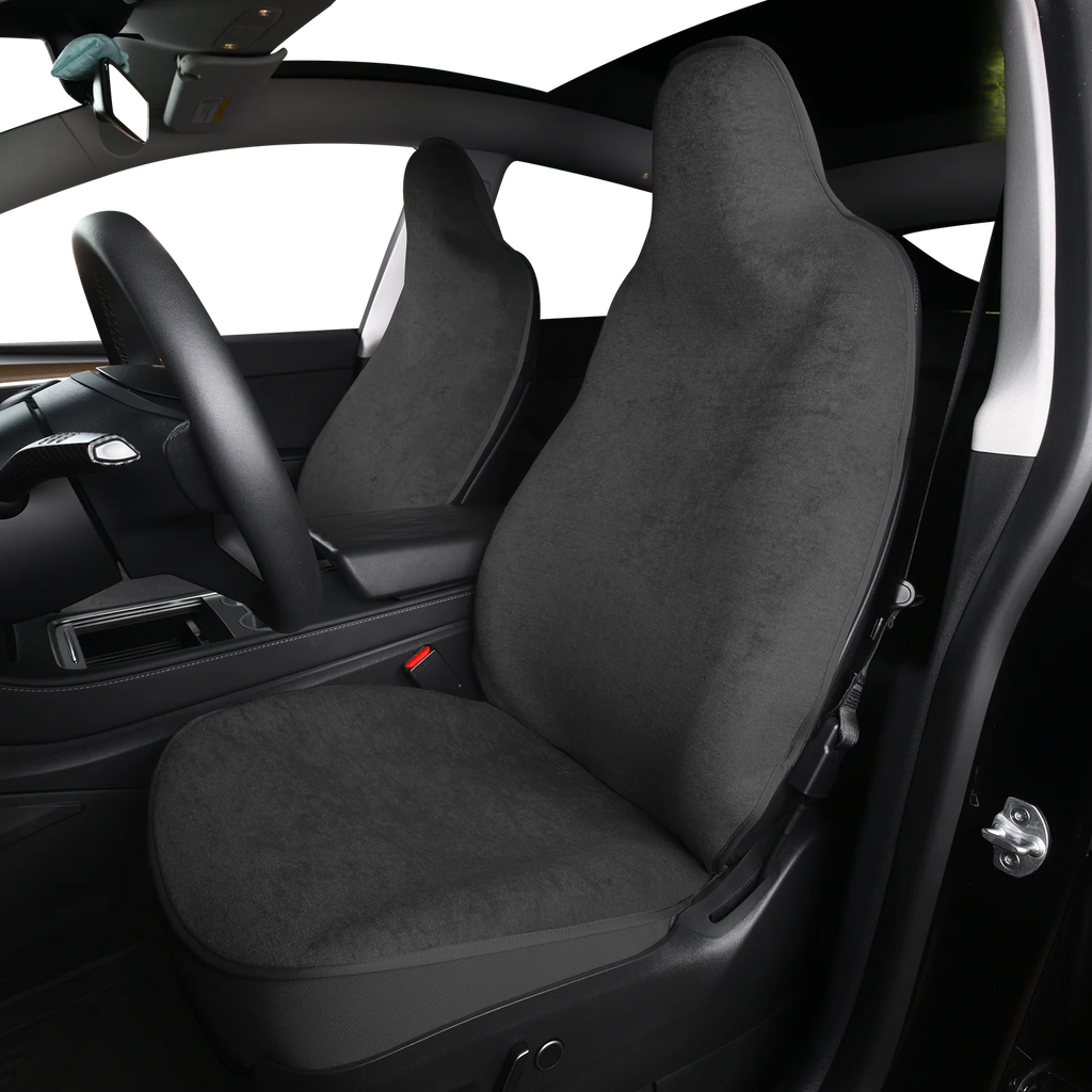 Seat Cover For Tesla Model 3 / Y Front Seat Cover Spring Summer White/Black 4mm Thick Polyester Fiber Car Interior Accessories