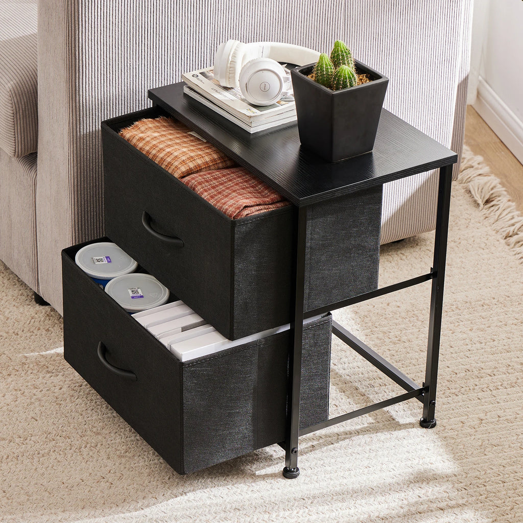 JHK Nightstand with 2 Fabric Drawers, Bedside Storage Cabinet for Bedroom, Closet Chest Organizer Table | AlluCanFind