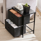 JHK Nightstand with 2 Fabric Drawers, Bedside Storage Cabinet for Bedroom, Closet Chest Organizer Table | AlluCanFind
