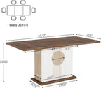 55" Rectangular Dining Table for 4 to 6 People, Farmhouse Wood Dinner Table for Kitchen, Dining Room & Living Room, Oak Brown