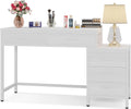 Vanity Desk with 5 Drawers, Makeup Vanity Table Dressing Table with Side 3-Drawer Chest (Without Mirror)for Women, Girls