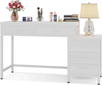 Vanity Desk with 5 Drawers, Makeup Vanity Table Dressing Table with Side 3-Drawer Chest (Without Mirror)for Women, Girls