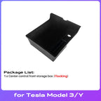 For Tesla Model Y 2020-2024 Hidden Storage Box Car Center Console Armrest Front and Rear Flocking Layer Container Slide