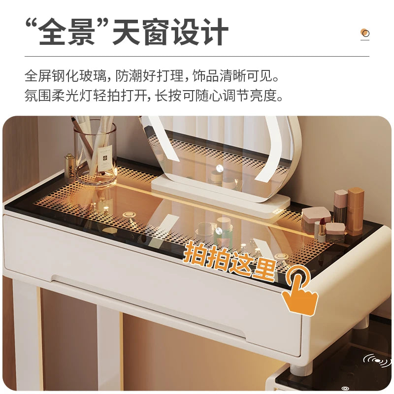 Small apartment dresser bedroom 60CM modern cream style master chest makeup table hairstyle bedroom Drawers for clothes luxury