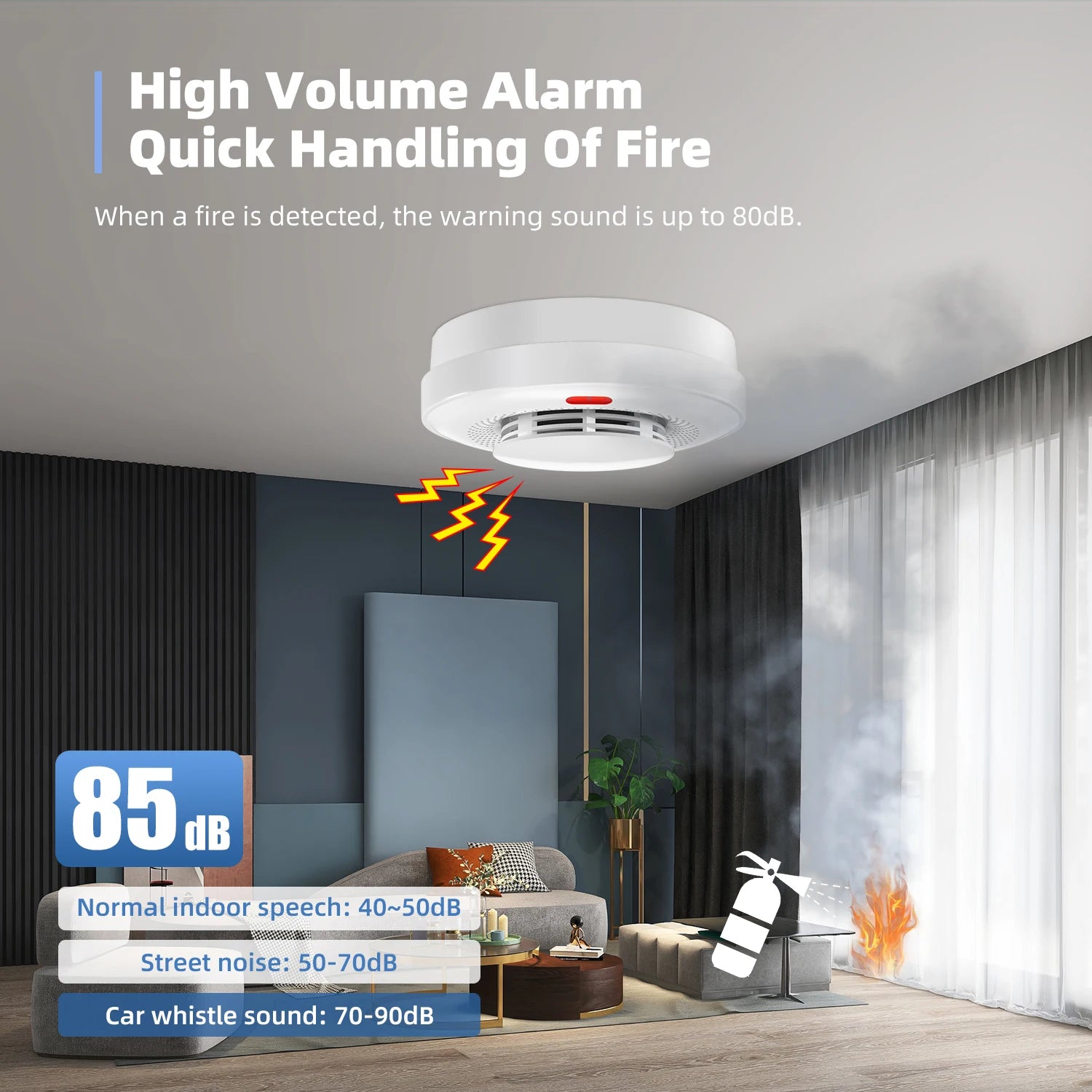 TAIBOAN Highly Sensitive Graffiti WIFI Smoke Detector White Wireless Smoke Alarm Support Smart Phone APP Remote Control
