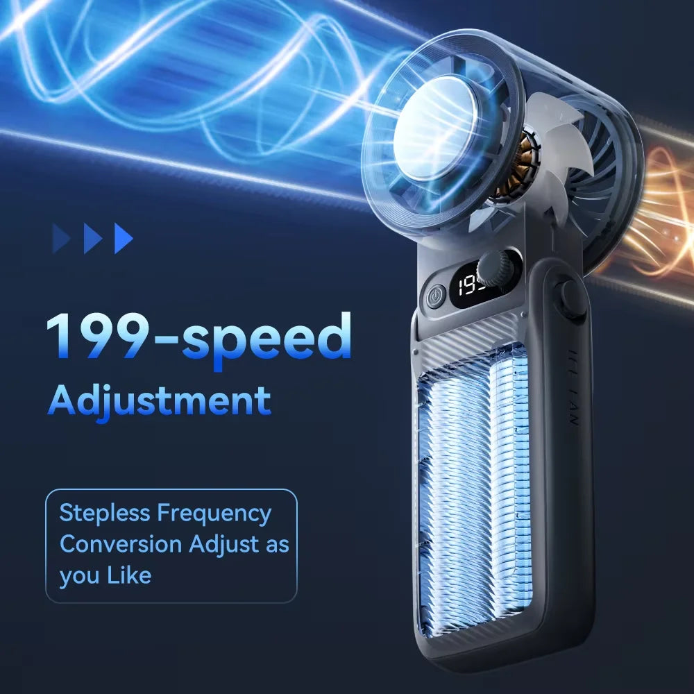 NEW Portable Handheld Turbo Fan Strong Wind 199 Gear Wind Speed LED Di