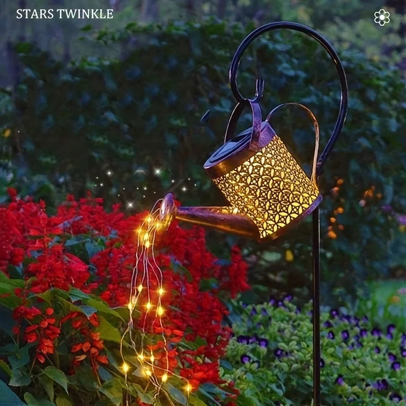 Solar Watering Can Light Retro Metal Kettle String Lights Waterproof LED Fairy Lights Hanging Solar Powered Garden Outdoor Decor