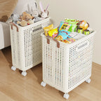 Folding dirty clothes basket, household laundry basket, with wheels, large capacity storage basket, balcony bathroom crevice