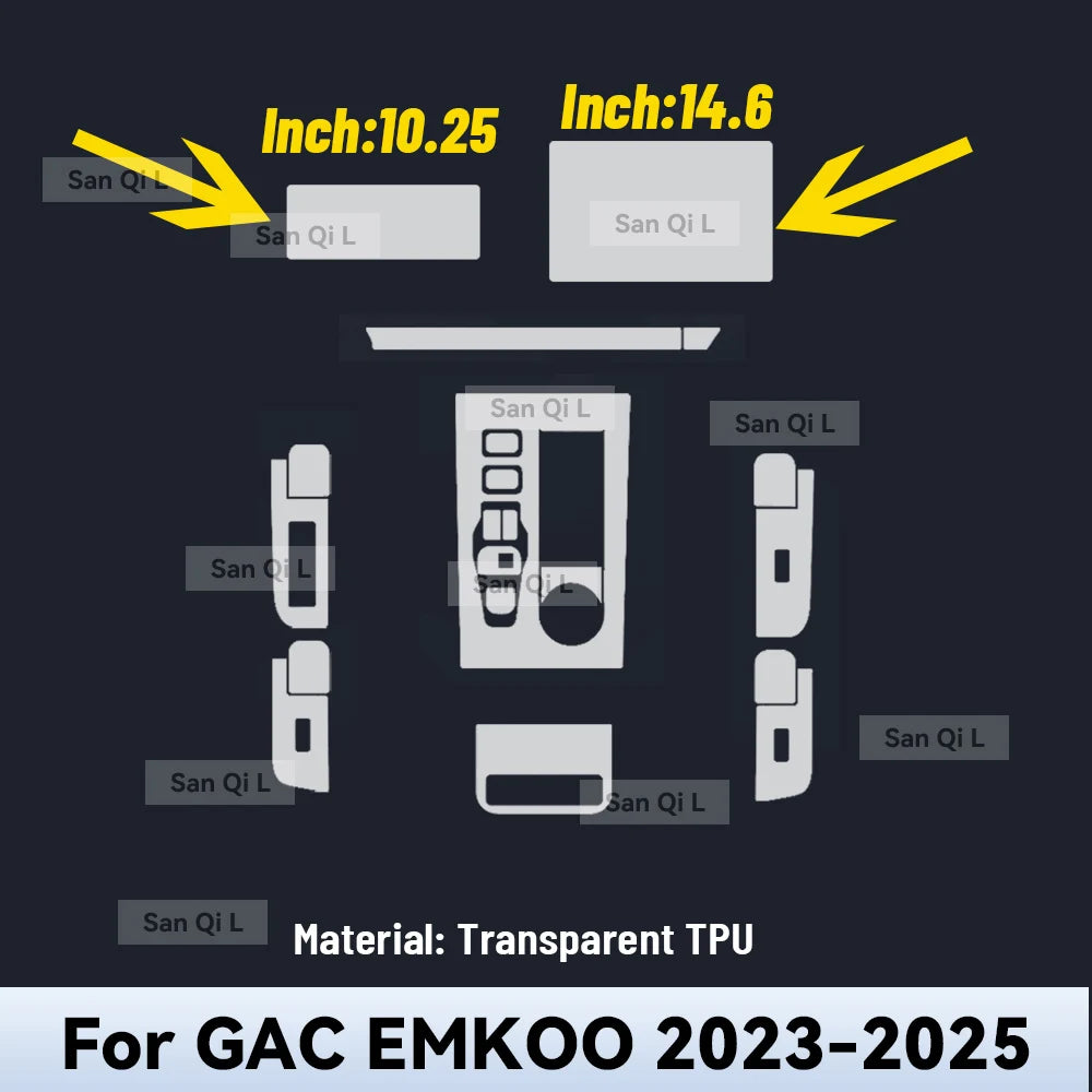 Interior TPU for GAC EMKOO 2023 2024 2025 Protective Film Cover Anti-Scratch Gearbox Panel Navigation Screen Automotive FILM