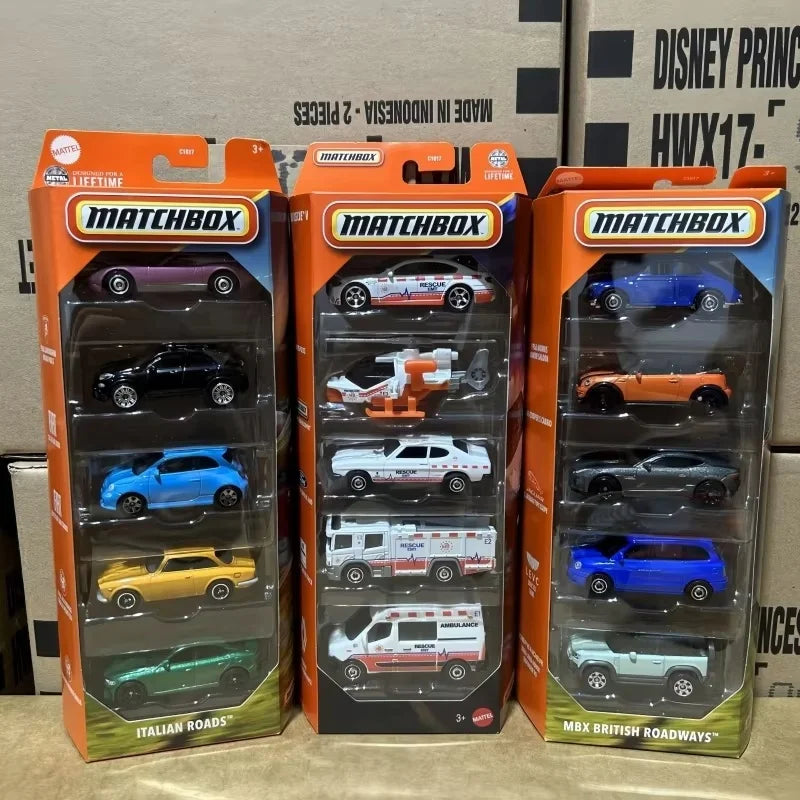 [Genuine]Matchbox Original Five Car Set Die Casting Alloy Toy Model Track Car Collection Decoration Surprise Gifts Play Vehicles