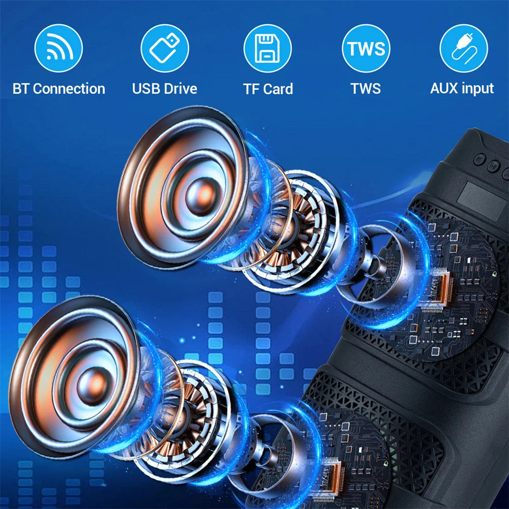 3000W Portable Bluetooth Speaker | Dual 4" Subwoofer with LED Lights