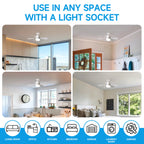 LED Ceiling Fan Light E27 with Remote, Dimmable, Speed Change, Suitabl