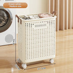 Folding dirty clothes basket, household laundry basket, with wheels, large capacity storage basket, balcony bathroom crevice