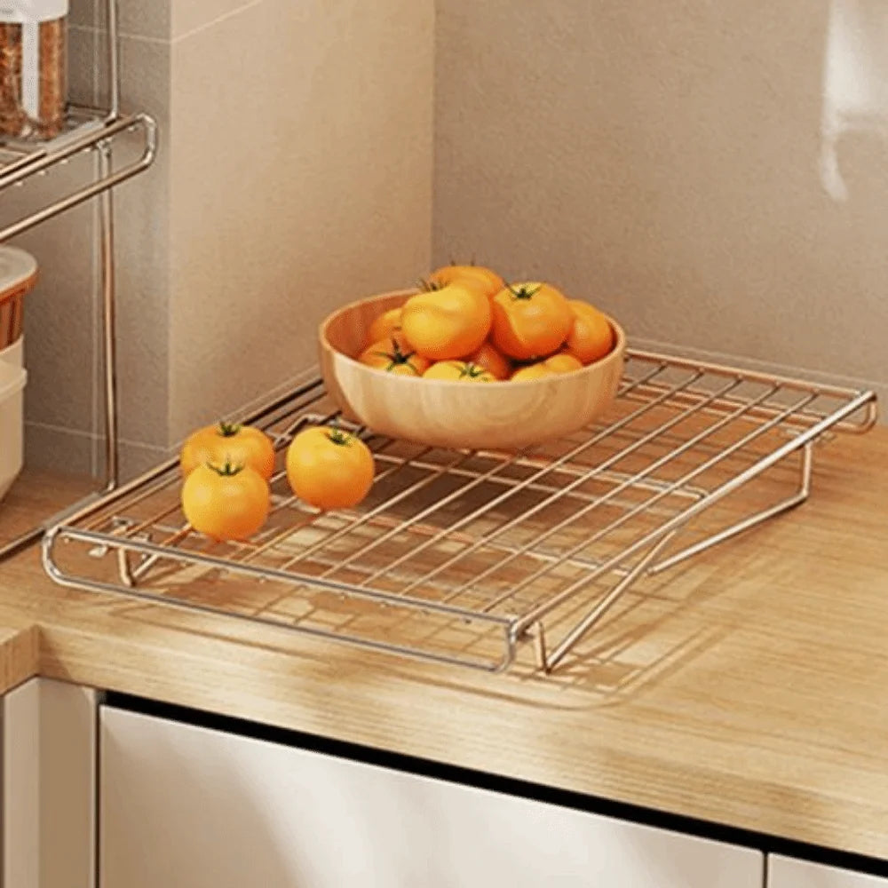 Rust Proof Folding Kitchen Storage Shelf Space Saving Quick Dry Pot Lid Rack Large Capacity Durable Kitchen Sink Organizer