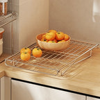 Rust Proof Folding Kitchen Storage Shelf Space Saving Quick Dry Pot Lid Rack Large Capacity Durable Kitchen Sink Organizer