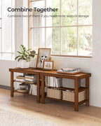 SONGMICS Shoe Rack Bench, 3-Tier Bamboo Shoe Storage Organizer, Entryway Bench, Holds Up to 286 lb, 11.3 x 27.6 x 17.8 Inches