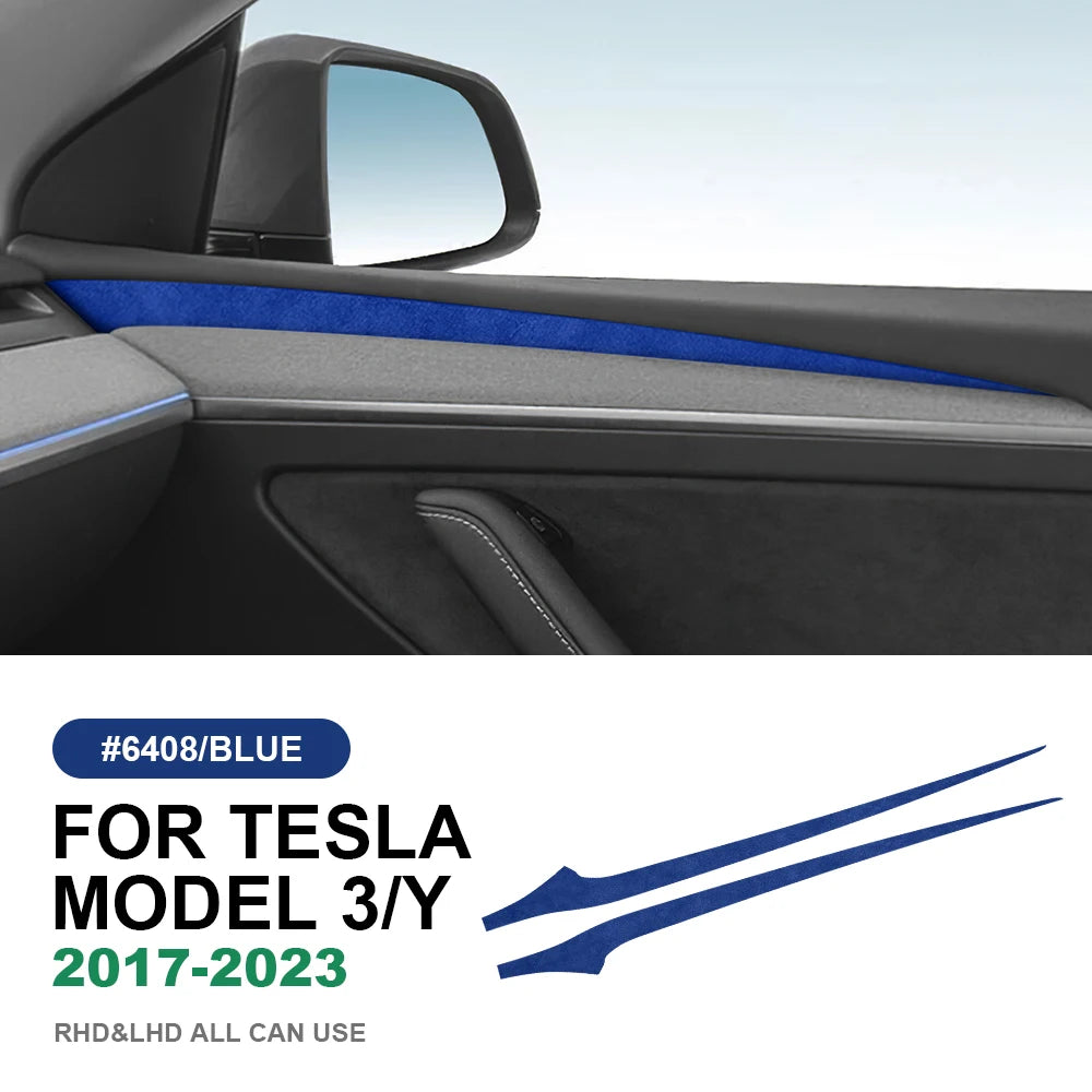 Italian Top Suede Car Dashboard Moulded Trim Sticker For Tesla Model 3 Model Y 2018 2019 2020 2021 2022 2023 Decor Accessories