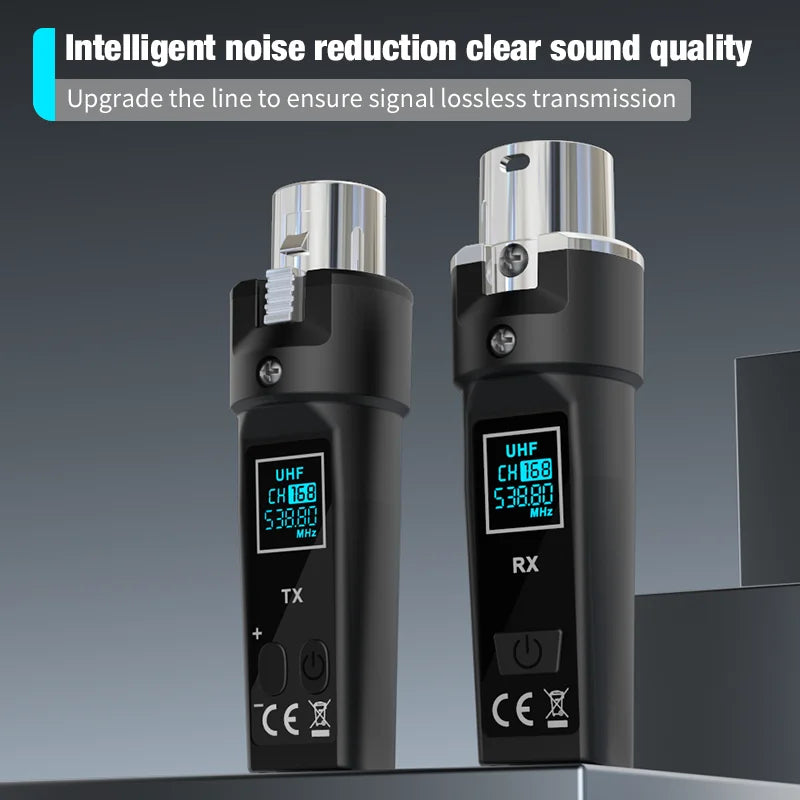 Dynamic Microphone Wireless UHF Converter XLR Wireless Microphone System Transmitter and Mic Receiver for Audio Mixer Guitar