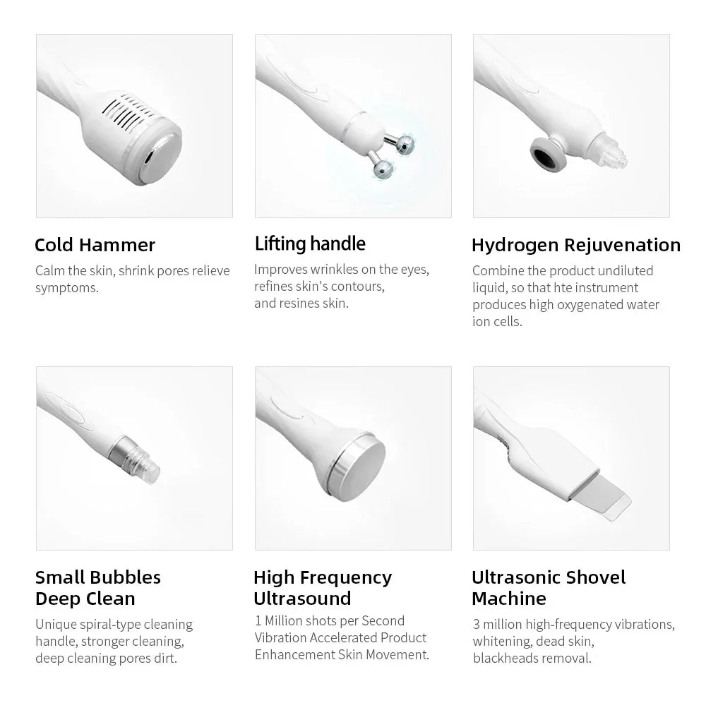 6 in 1 Hydro Microdermabrasion Aqua Peeling H2O2 Facial Machine Hydra Water  Dermabrasion Peel Oxygen Jet Beauty Equipment