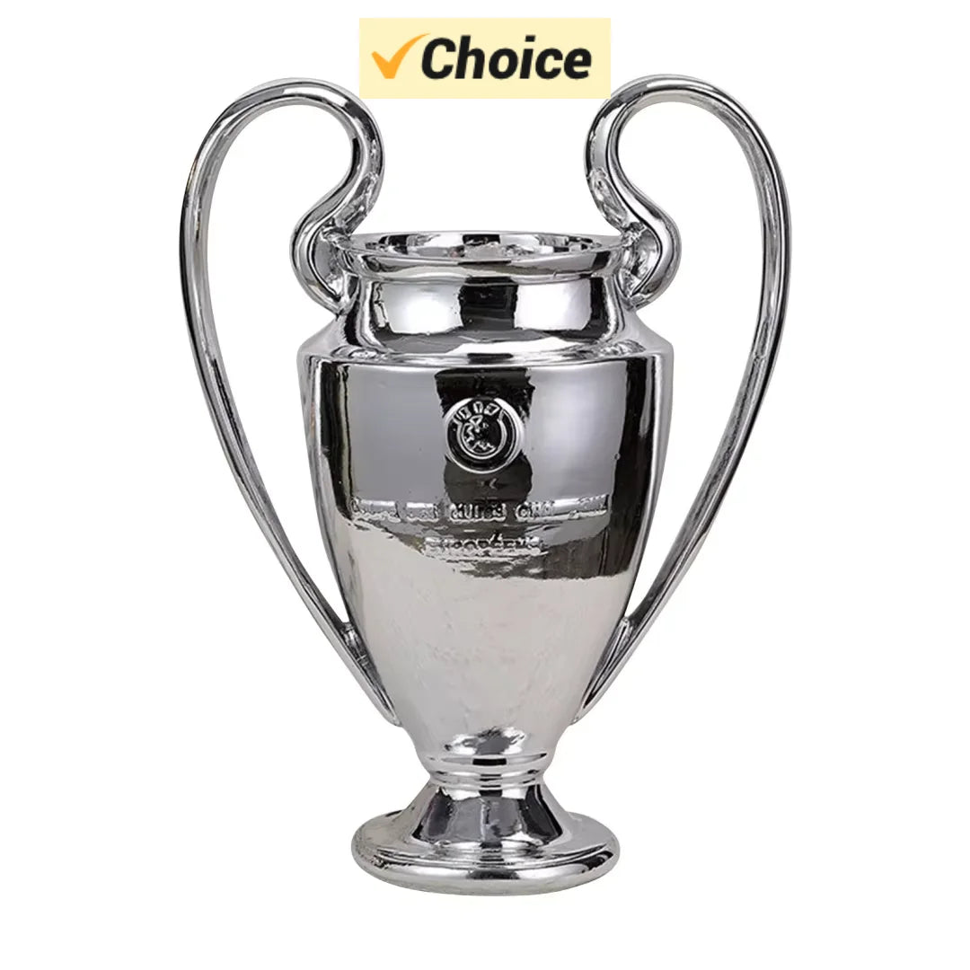 Champions Trophy, Soccer Sports League Cup, Championship Trophy Resin Replica, Silver for Office Decoration, Fan Gifts and Birth
