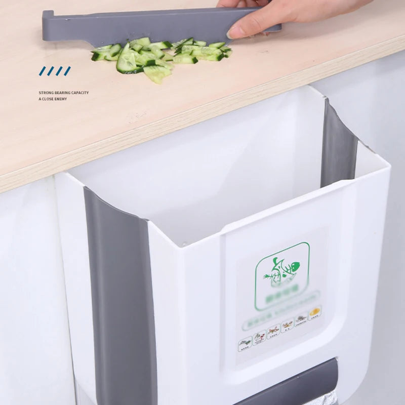 Kitchen Trash Can Portable Foldable Large Car Waste Bin For Bathroom Kitchen Cabinet Door Wall-mounted Kitchen Storage Boxes