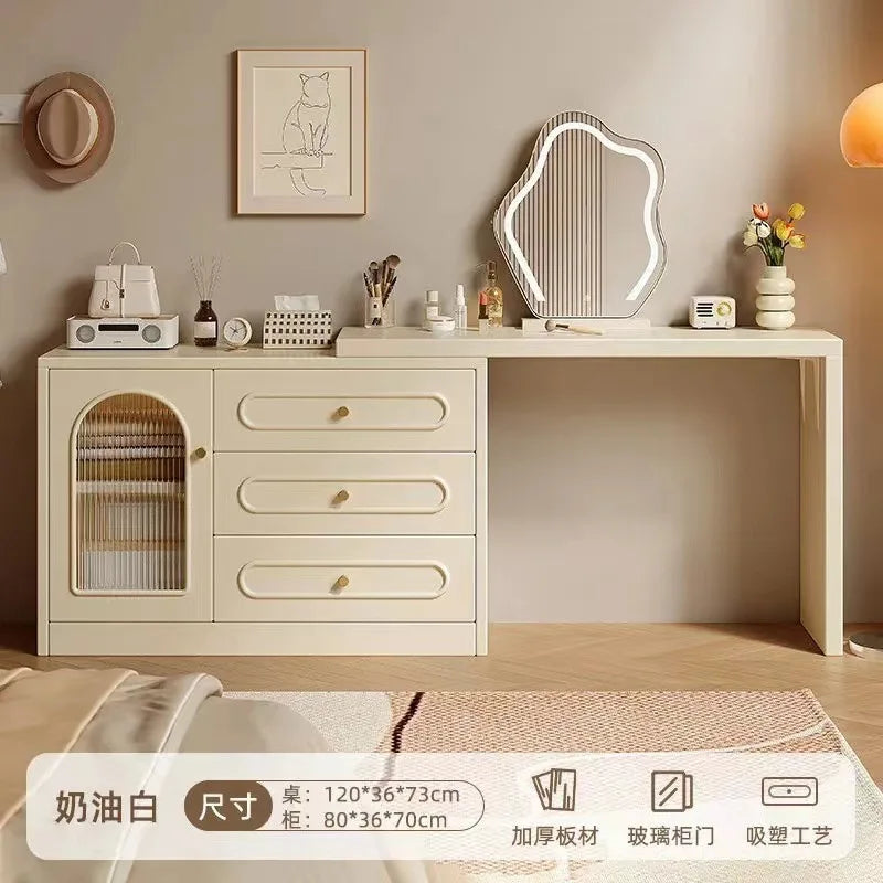 New Cream Style Dresser Bedroom Minimalist Modern Bedside Table Dresser Storage Cabinet Integrated Makeup Table