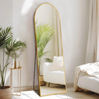JHK-Full Length Arched Right Angle Mirror with Stand for Living Room, Sturdy Aluminum Alloy Frame, Bedroom Furniture, 59 "x 16"