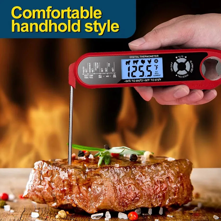 Dual-Probe Waterproof Digital Food Thermometer for Kitchen,Oven,Meat&Grilling-Rotating LCD Screen, Alarm Function & Fast Read