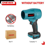 ONEVAN 200M/S 2000W Brushless Turbo Fan Blowers Electric Handheld Jet Fan Snow Leaf Dust Blowing Tool For Makita Battery Pin