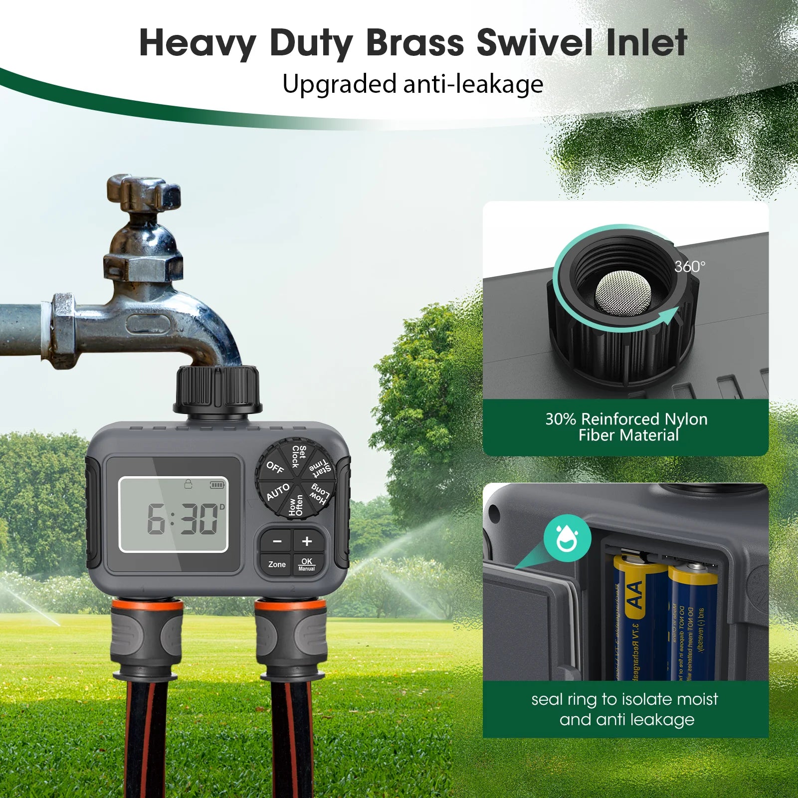 Insoma 2-Zone Sprinkler Timer Programmable Garden Hose Timer Water-Saving Irrigation Controller for Lawn Yard  Drip Systems IPX5