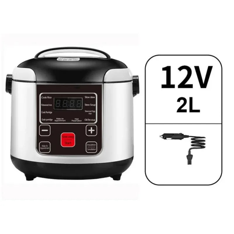 12V 24V Mini Rice Cooker Car Truck Soup Porridge Cooking Machine Food Steamer Heating Lunch Box Meal Heater Warmer 2L