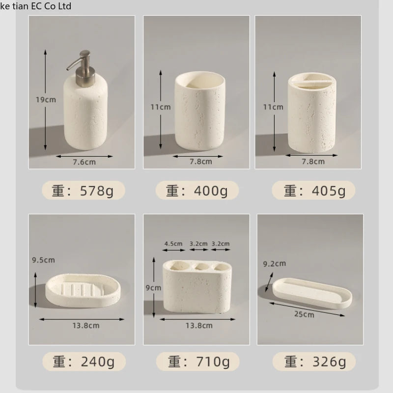 Wabi-sabi European Home Bathroom Set Hotel Electric Toothbrush shelf Bathroom Lotion bottle Toothbrush holder tray Toiletry set