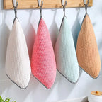 Kitchen Towel Rag Microfiber Dish Cloth Non-Stick Oil Thickened Table Cleaning Cloth Absorbent Scouring Pad Home Random Color