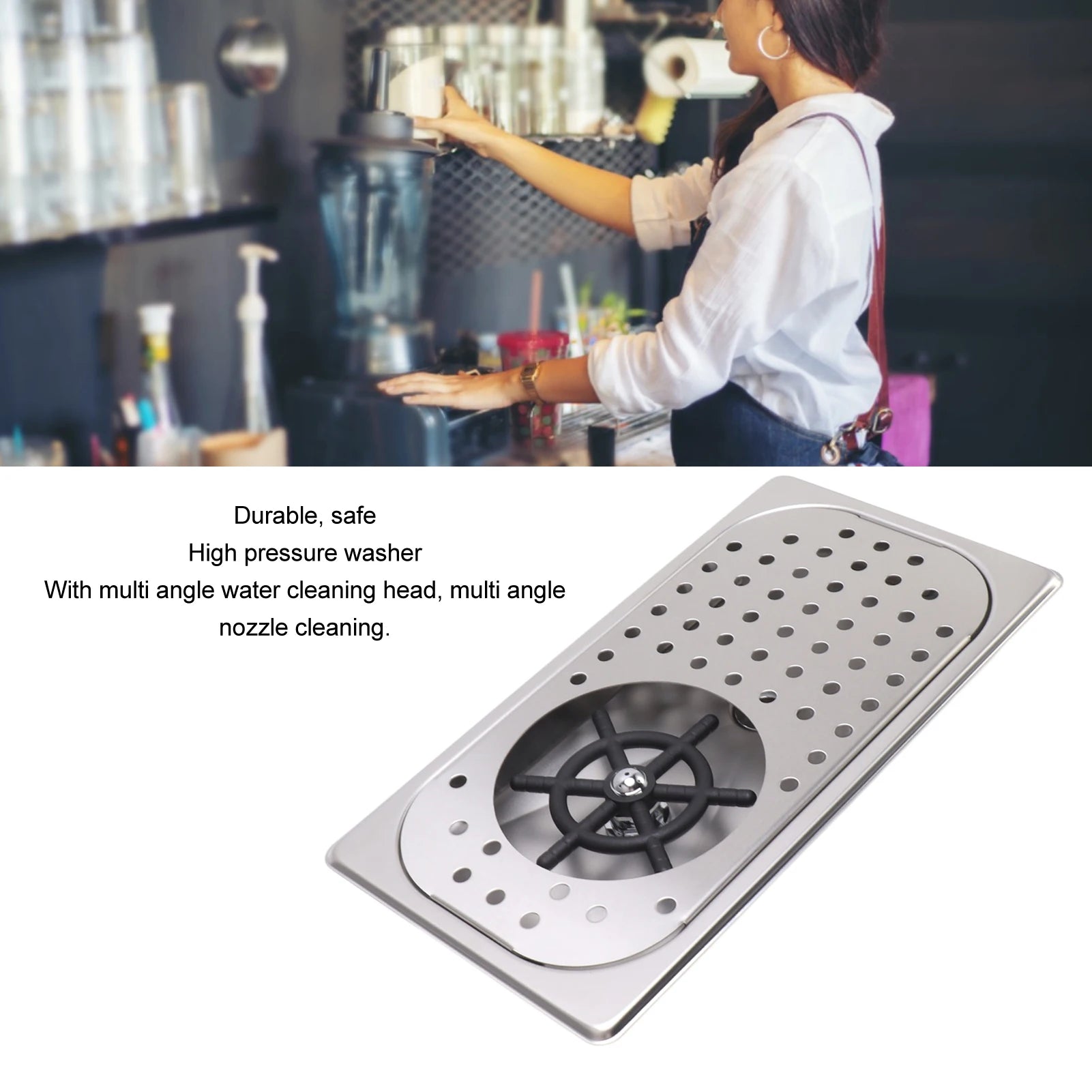 304 Stainless Steel Pitcher Rinser Cup Washer Glass Cleaning Rinser High Pressure Washing With Drain Drip Tray Hose for Bar