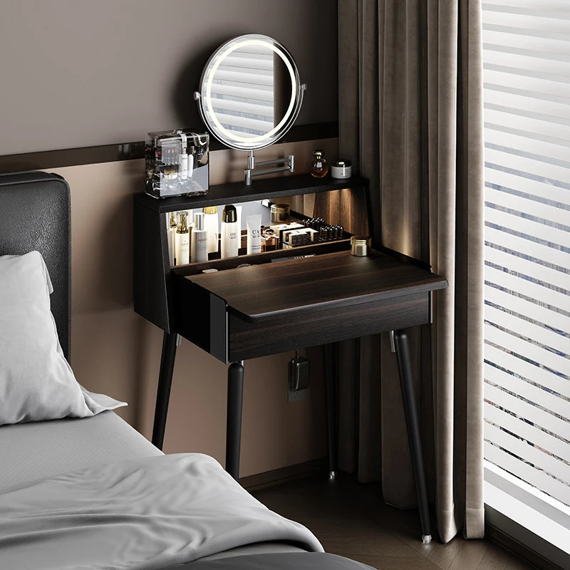 Black Luxury Vanity Table Modern Women Bedside Chair Dressing Table Cheap Cosmetics Mesa De Maquillaje Lounge Suite Furniture