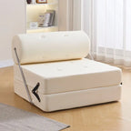 Wuli House Lazy Sofa Small Unit Single Sofa Living Room Tofu Block Cream Wind Folding Three Purpose Sofa Bed Home 2024 New Sales